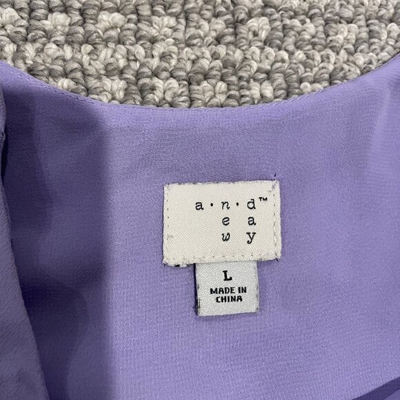 A New Day Blouse Womens Large Lavender Purple Tank Top Vneck Spaghetti Strap - Picture 2 of 7
